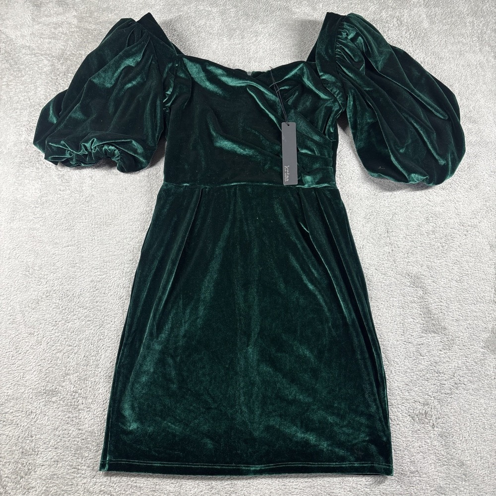 Krisa Wrap Front Sweetheart‎ Mini Velvet Green Sz XS NWT